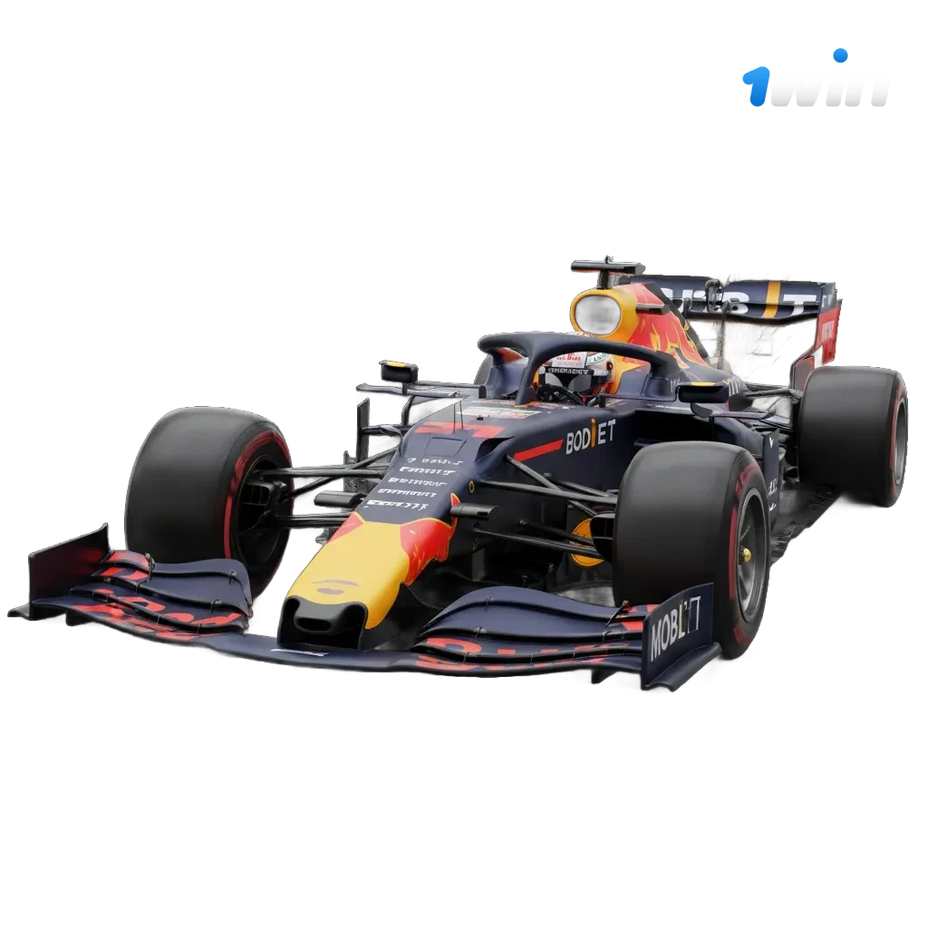 1win Formula 1 betting banner: bet pre-race or live, track qualifying, sprints, fastest lap; welcome bonus for new users.