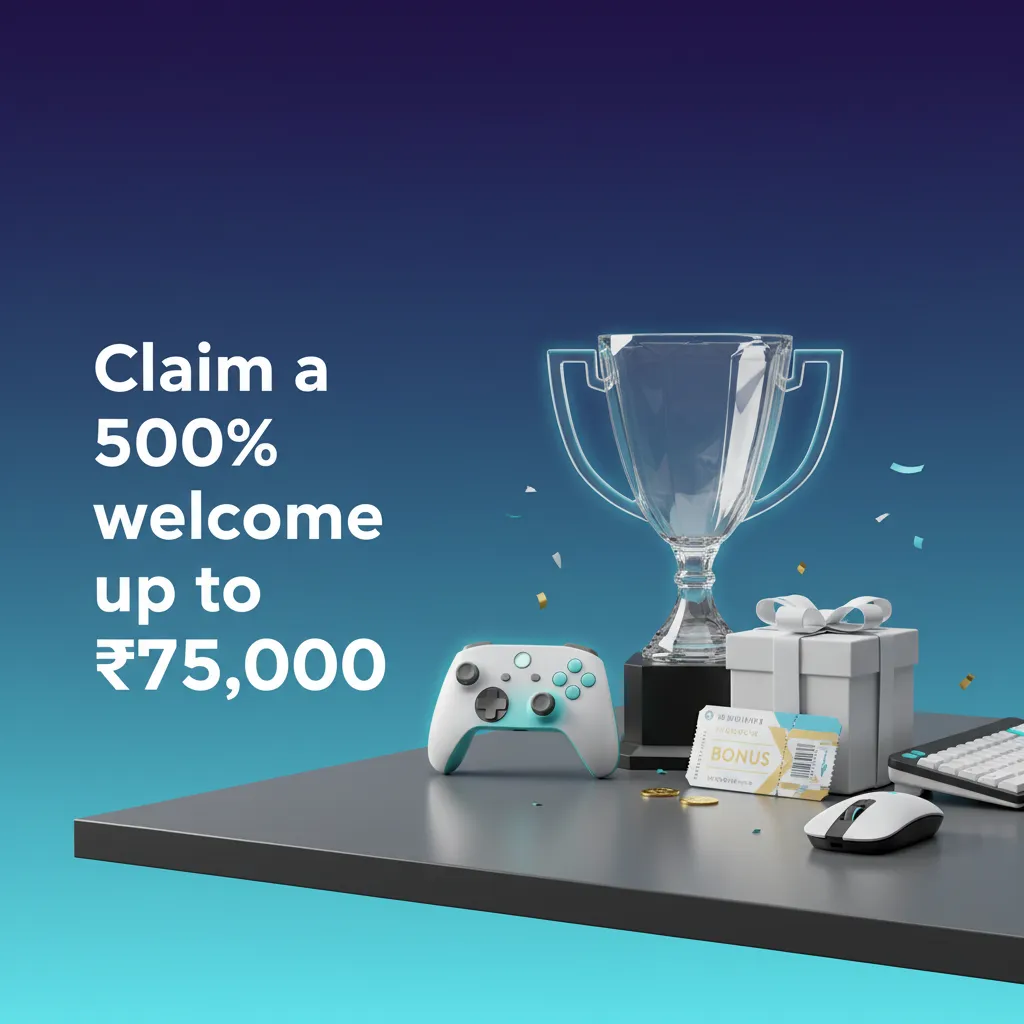 1win India banner: Claim 500% welcome bonus up to ₹75,000 for esports; steps to deposit, receive bonus, and wager.