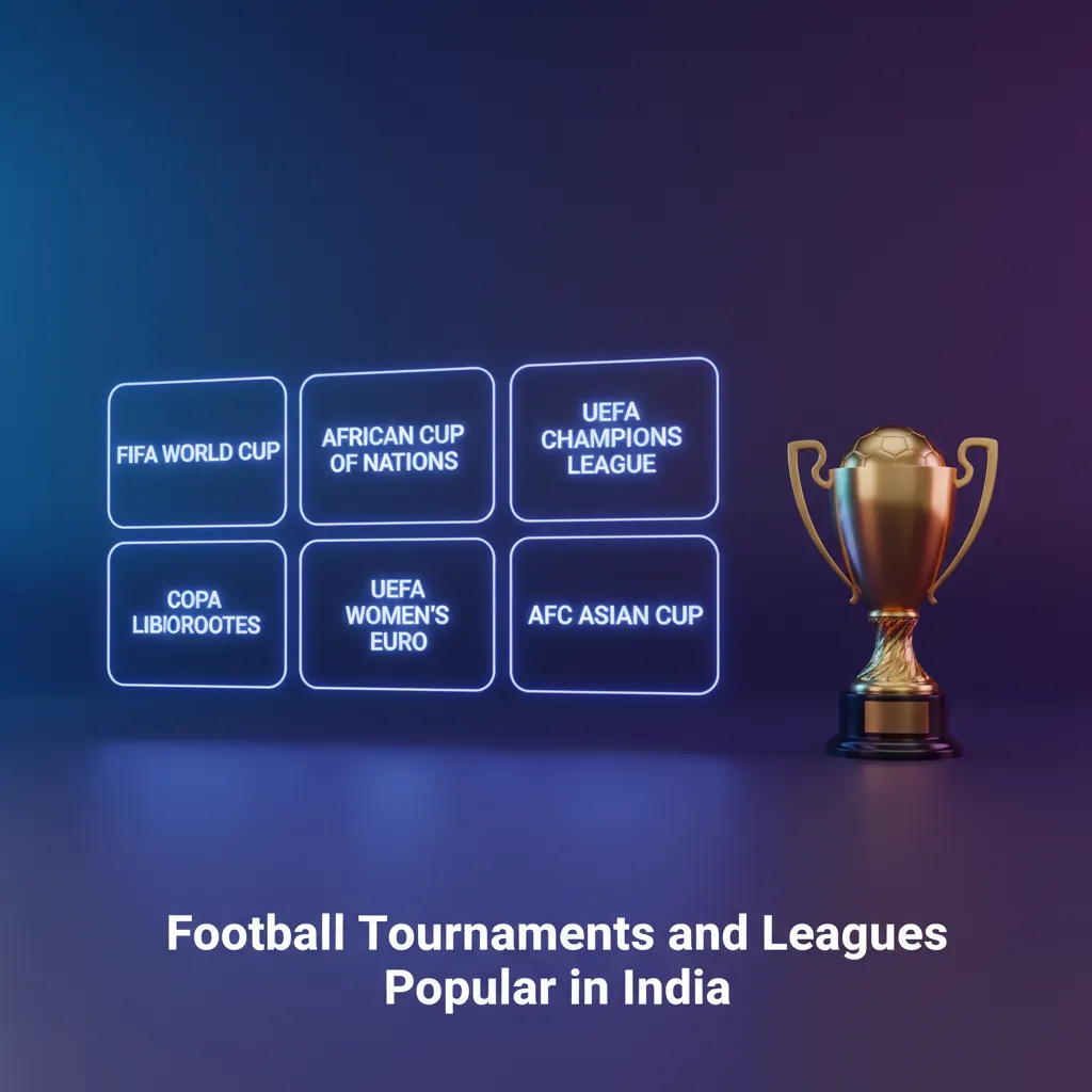 Graphic of football tournaments popular in India: ISL, FIFA World Cup, UEFA Champions League, Premier League, LaLiga, Serie A
