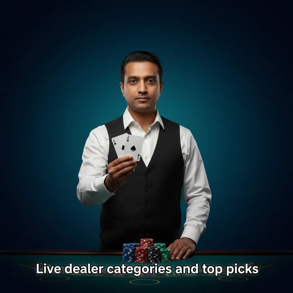Live dealer lobby showing categories and top picks: Roulette, Blackjack, Baccarat, Poker, TV Games, Indian Classics.