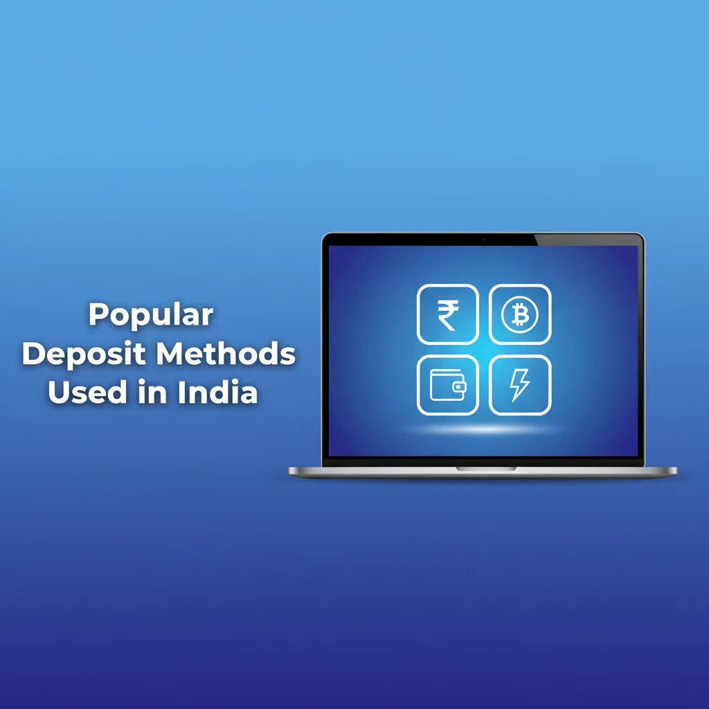 Icons of popular deposit methods in India: UPI (BHIM, Paytm, PhonePe, Google Pay), Crypto USDT (TRC20), Visa, Mastercard.