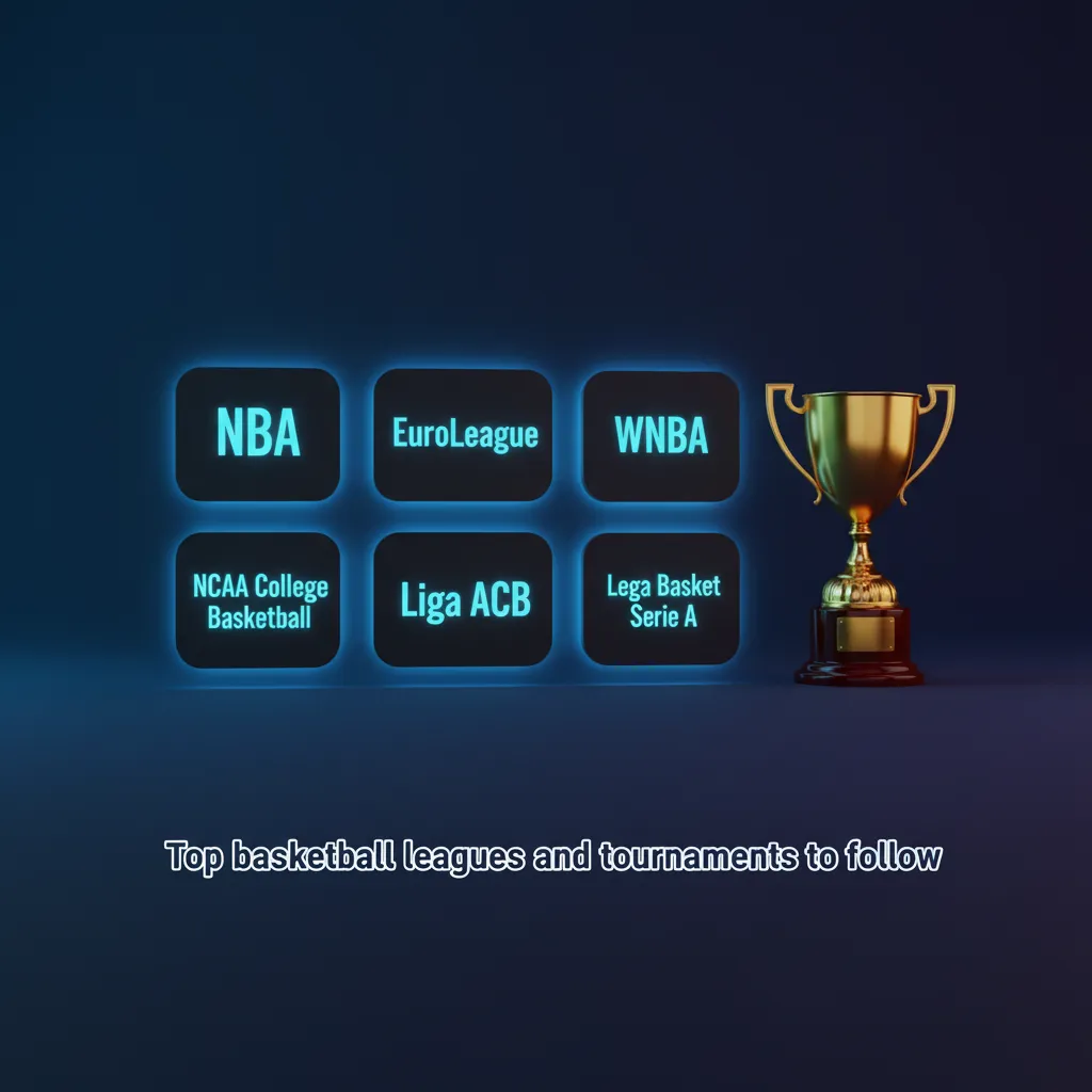 Top basketball leagues and tournaments: NBA, EuroLeague, NCAA D1, NBL, ACB, BSL, CBA.
