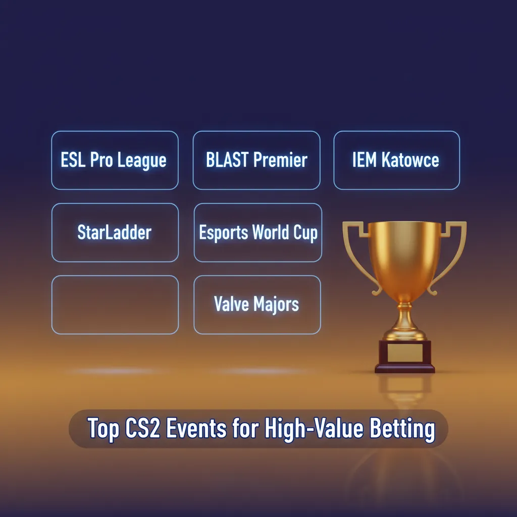 Top CS2 betting events: Valve Majors, ESL Pro League, BLAST, IEM Katowice, IEM Cologne, Esports World Cup, StarLadder.