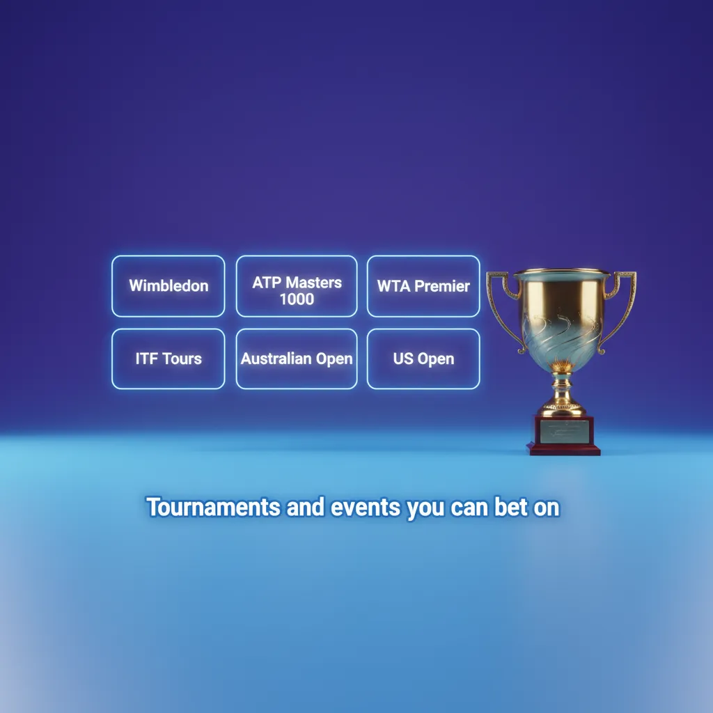 Tennis tournaments you can bet on: Australian Open, Roland-Garros, Wimbledon, US Open, plus ATP/WTA events year-round.