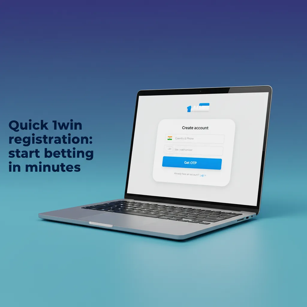 Quick 1win sign-up steps: tap Sign Up, choose method, enter details, set INR, verify by email/SMS.