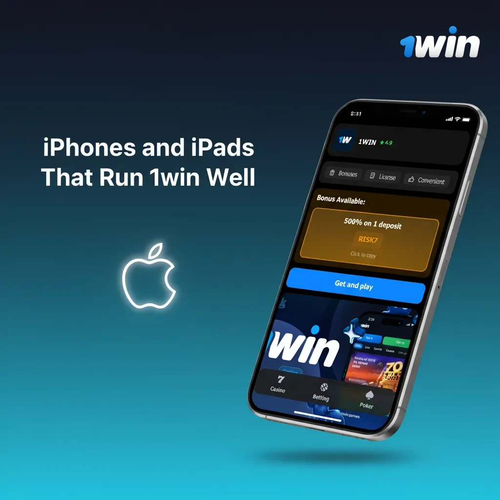 Supported Apple models for 1win: iPhone 6s–15 series, iPad 9th/10th Gen, iPad Pro 2018+, iPod touch 7th (India).