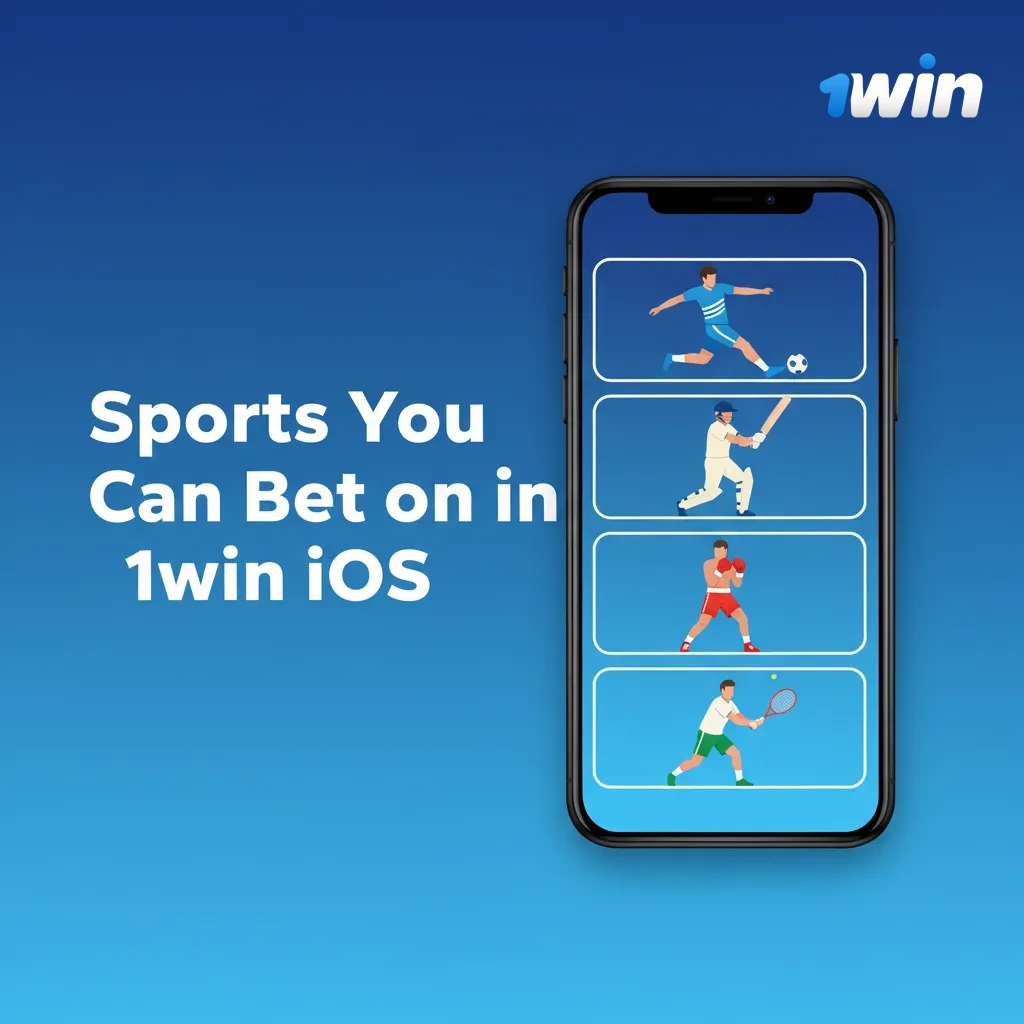 1win iOS screen listing sports to bet on: cricket, football, tennis, kabaddi, basketball, esports; live and in-play odds.