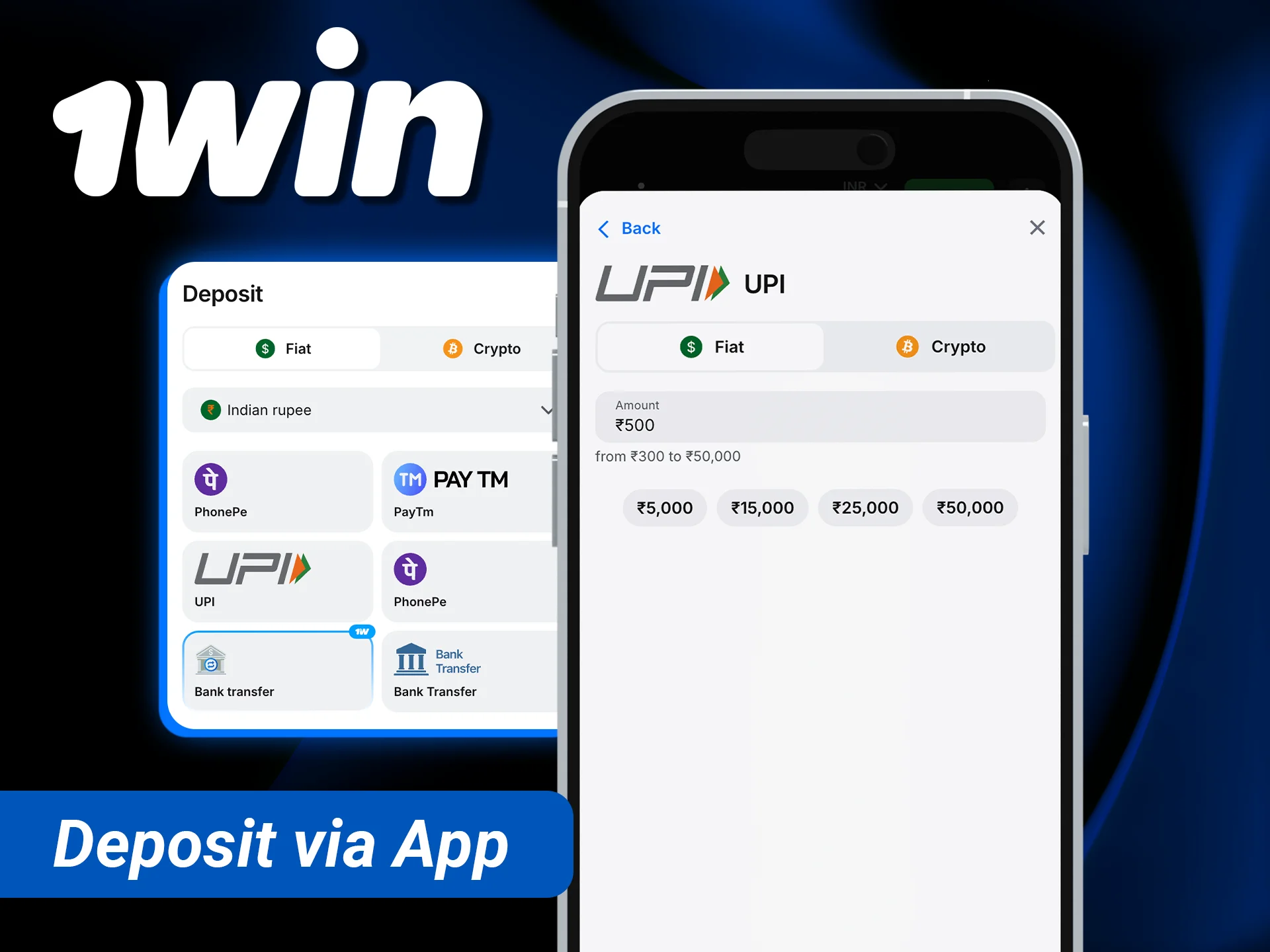 Learn how to deposit funds securely using the 1win iOS interface.