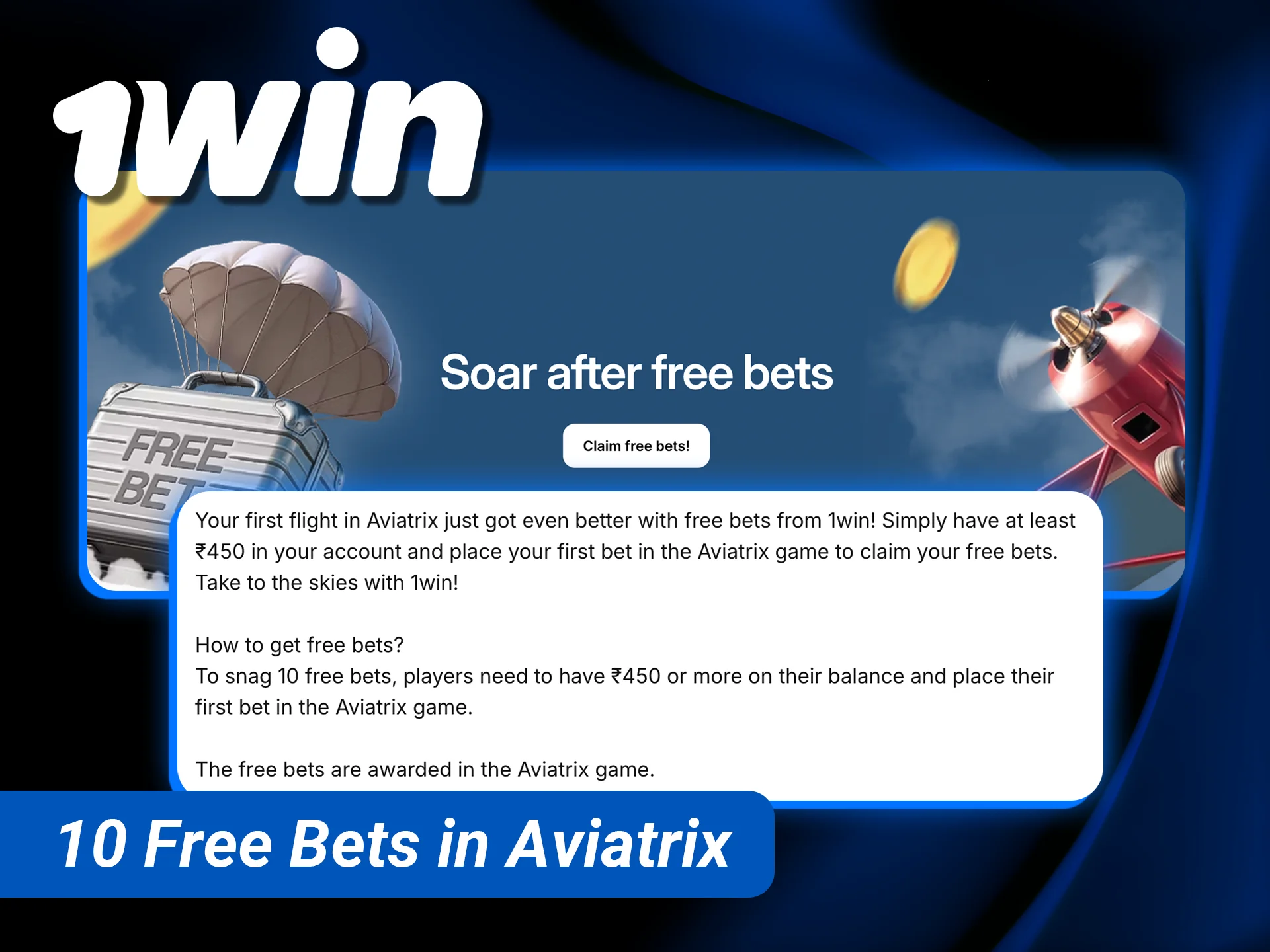 Take to the skies and claim 1win 10 free bets in Aviatrix to win real cash.