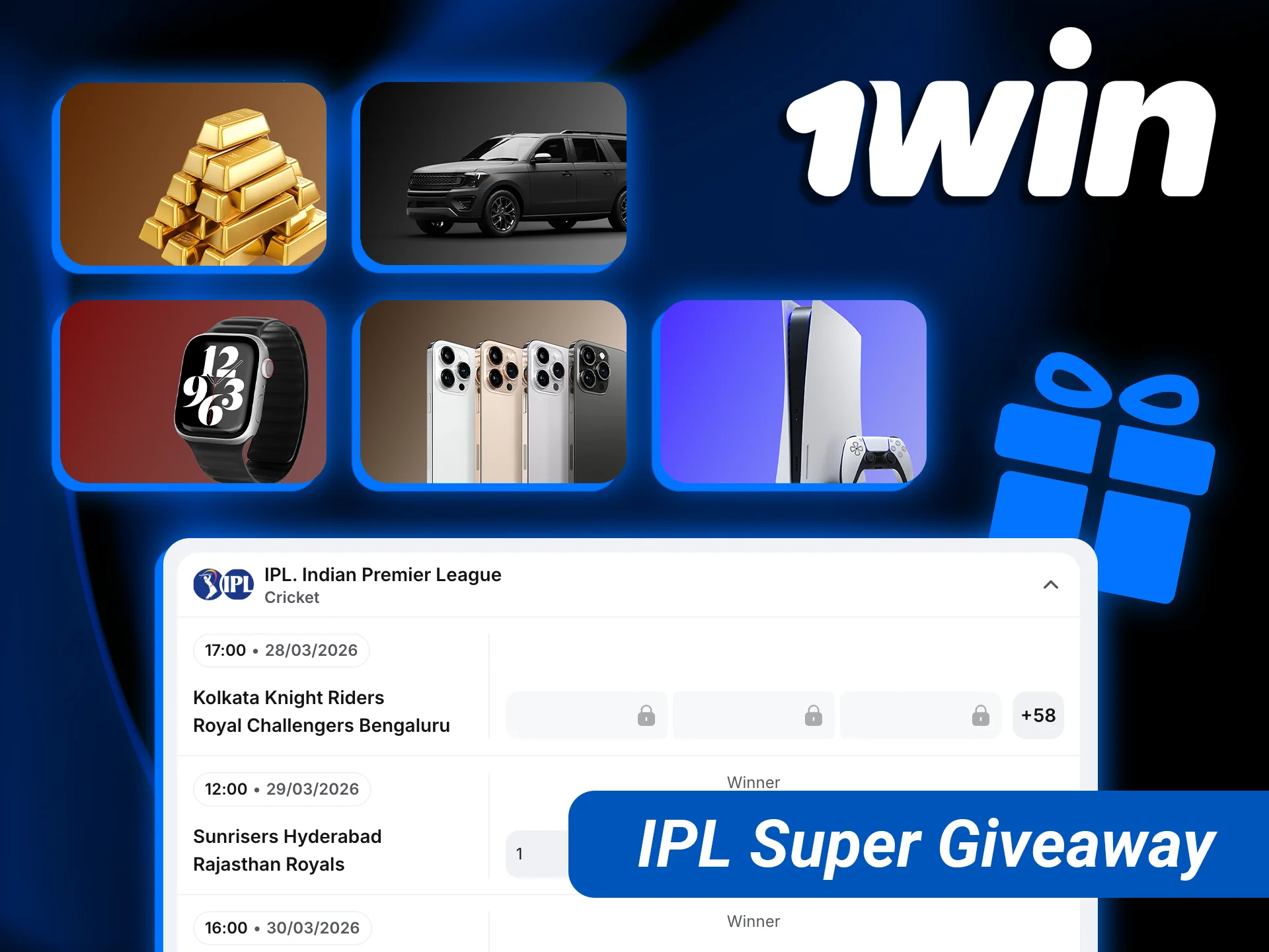 Participate in the massive 1win IPL Super Giveaway.