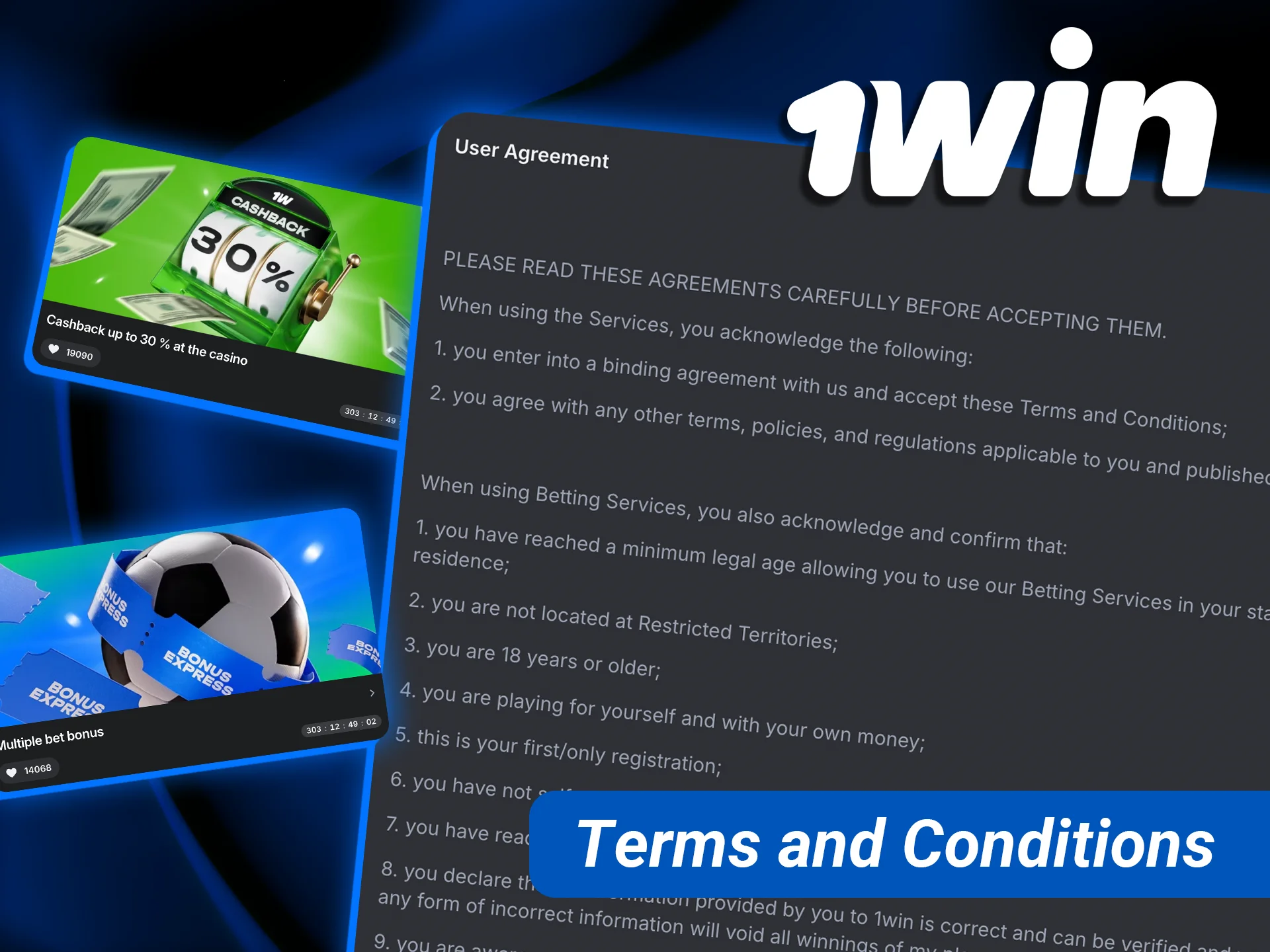 Review the 1win user terms and conditions before activating any promotion.
