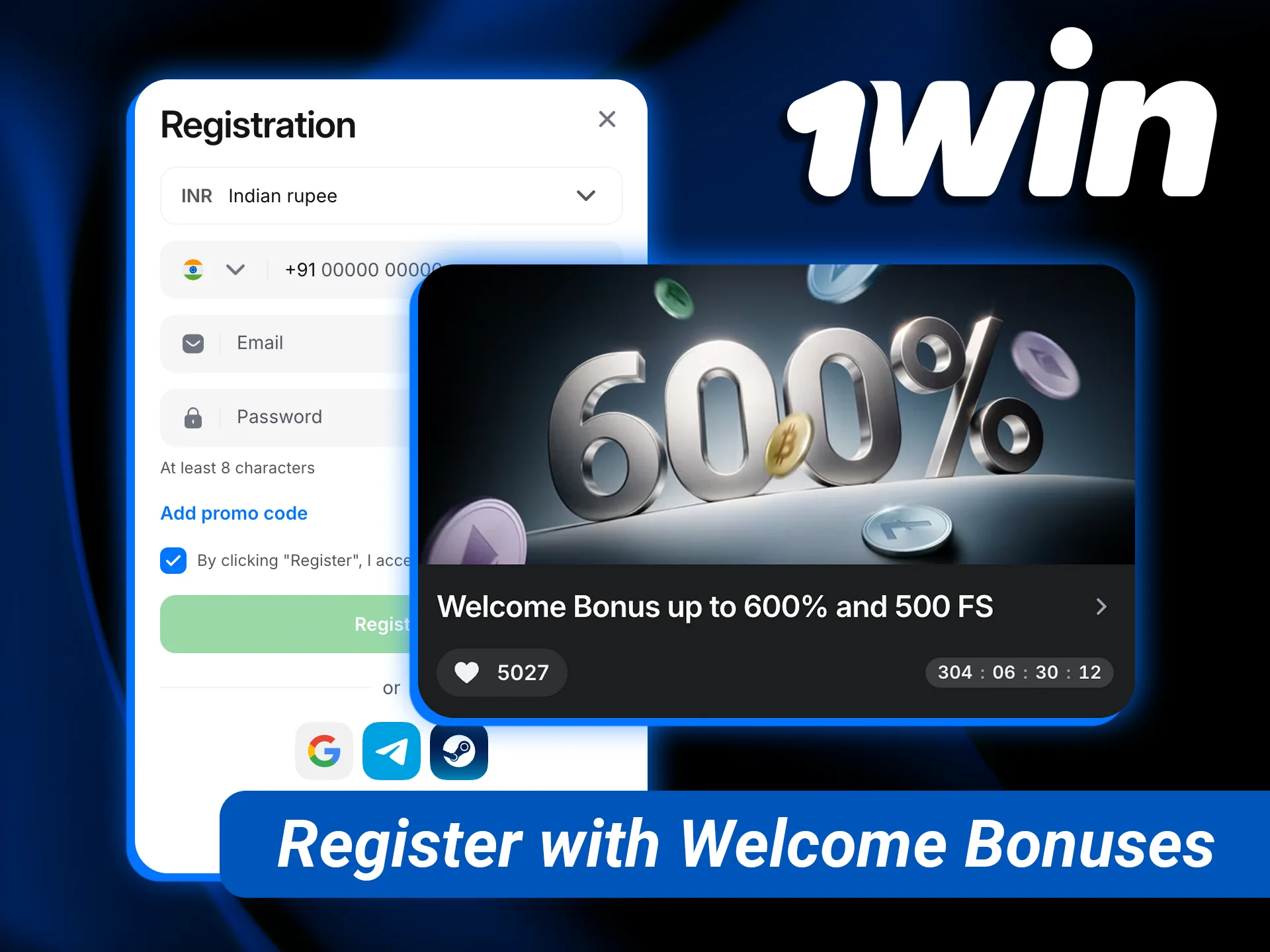 Complete your account and register with welcome bonuses to start with a bigger balance.