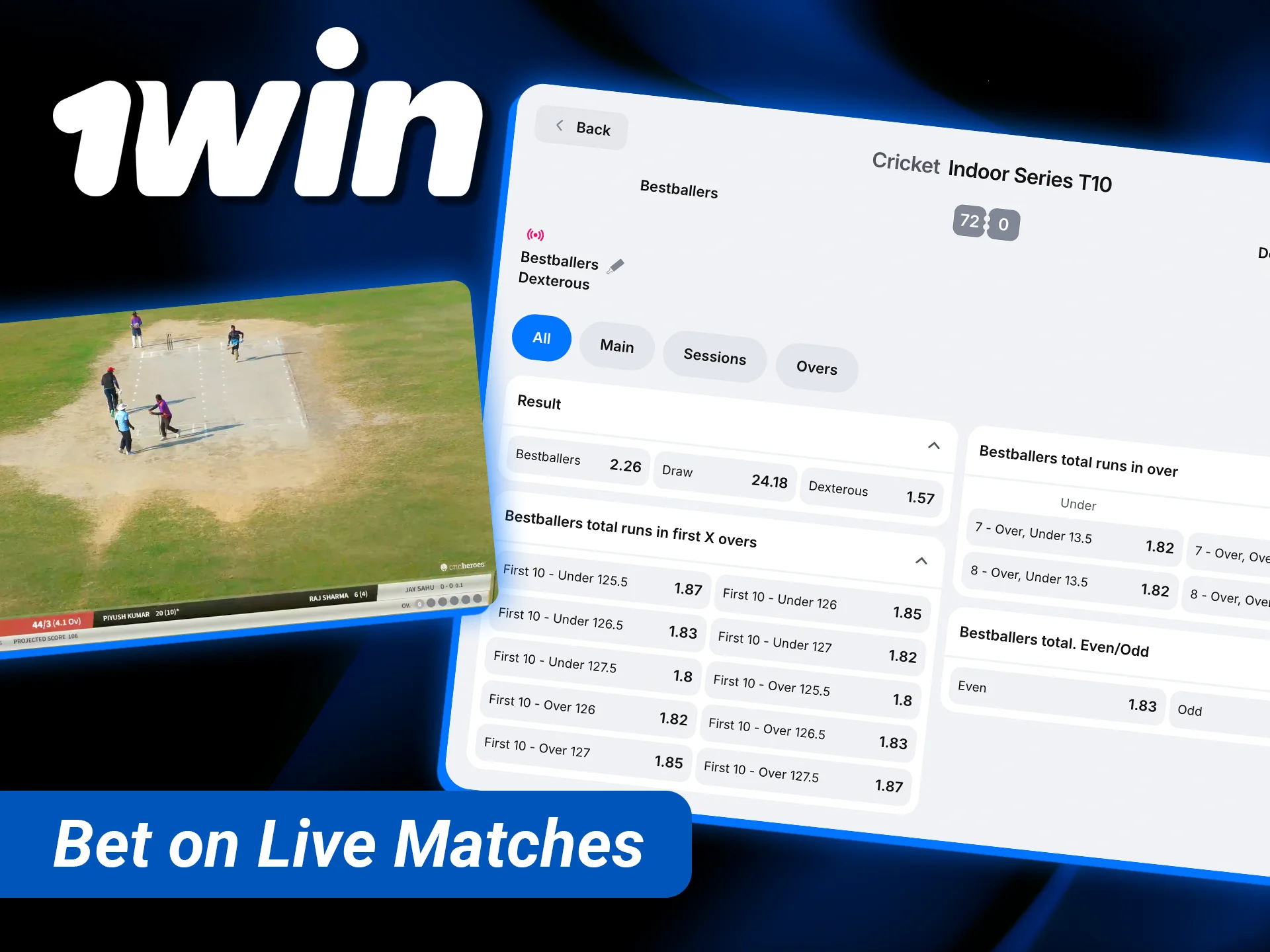 Place your wagers and bet on live matches with real-time updates at 1win.