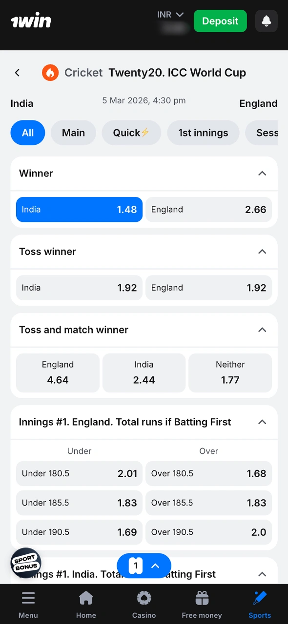 Choose your market by picking a specific match and clicking on the preferred odds.