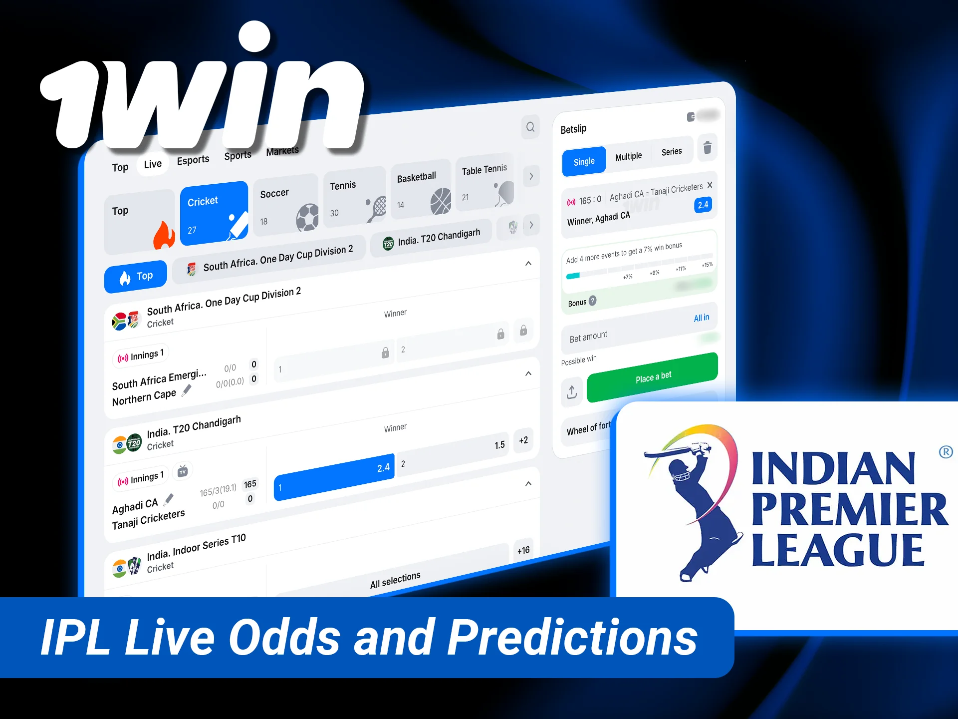 Analyze 1win IPL live odds and predictions to make informed betting choices.
