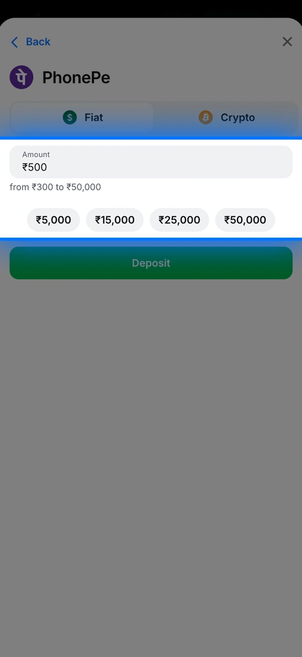 Enter the amount you wish to add to your 1win betting balance.