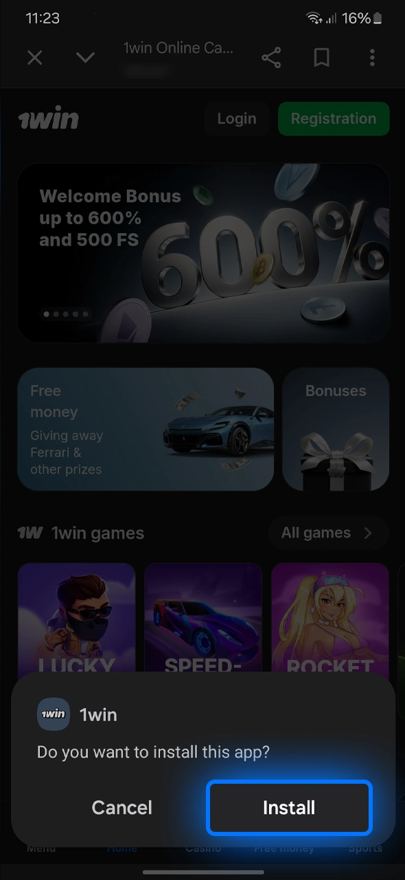 Install and login to the 1win app to access your personalized dashboard.