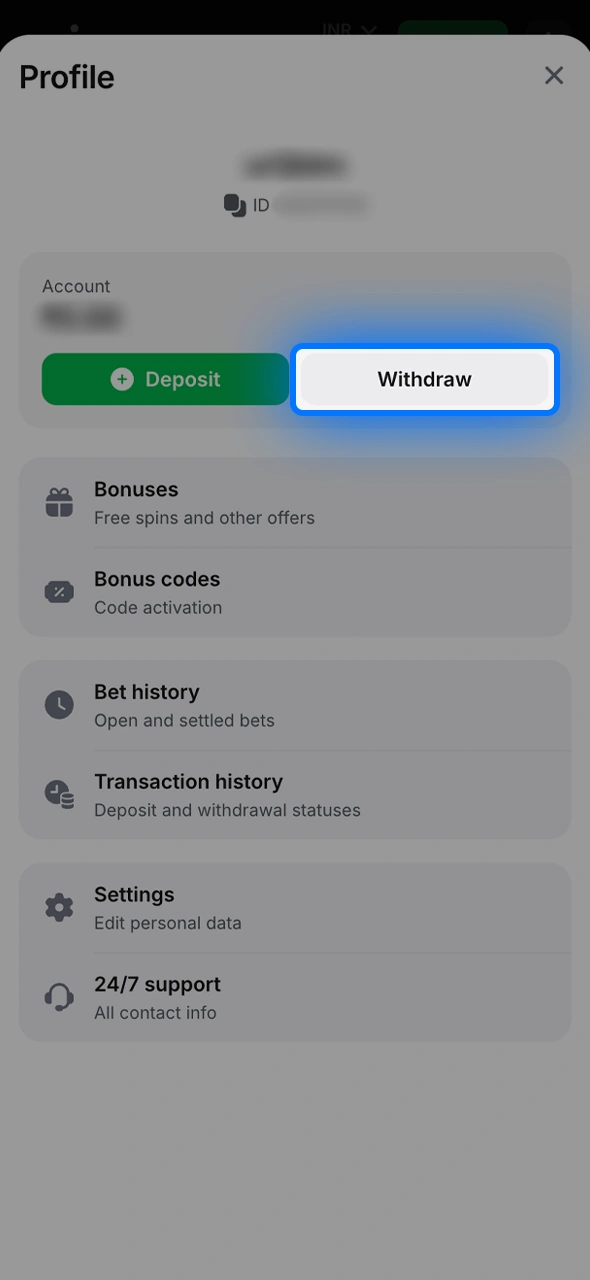 Access the withdrawal menu in your 1win profile settings to start the process.