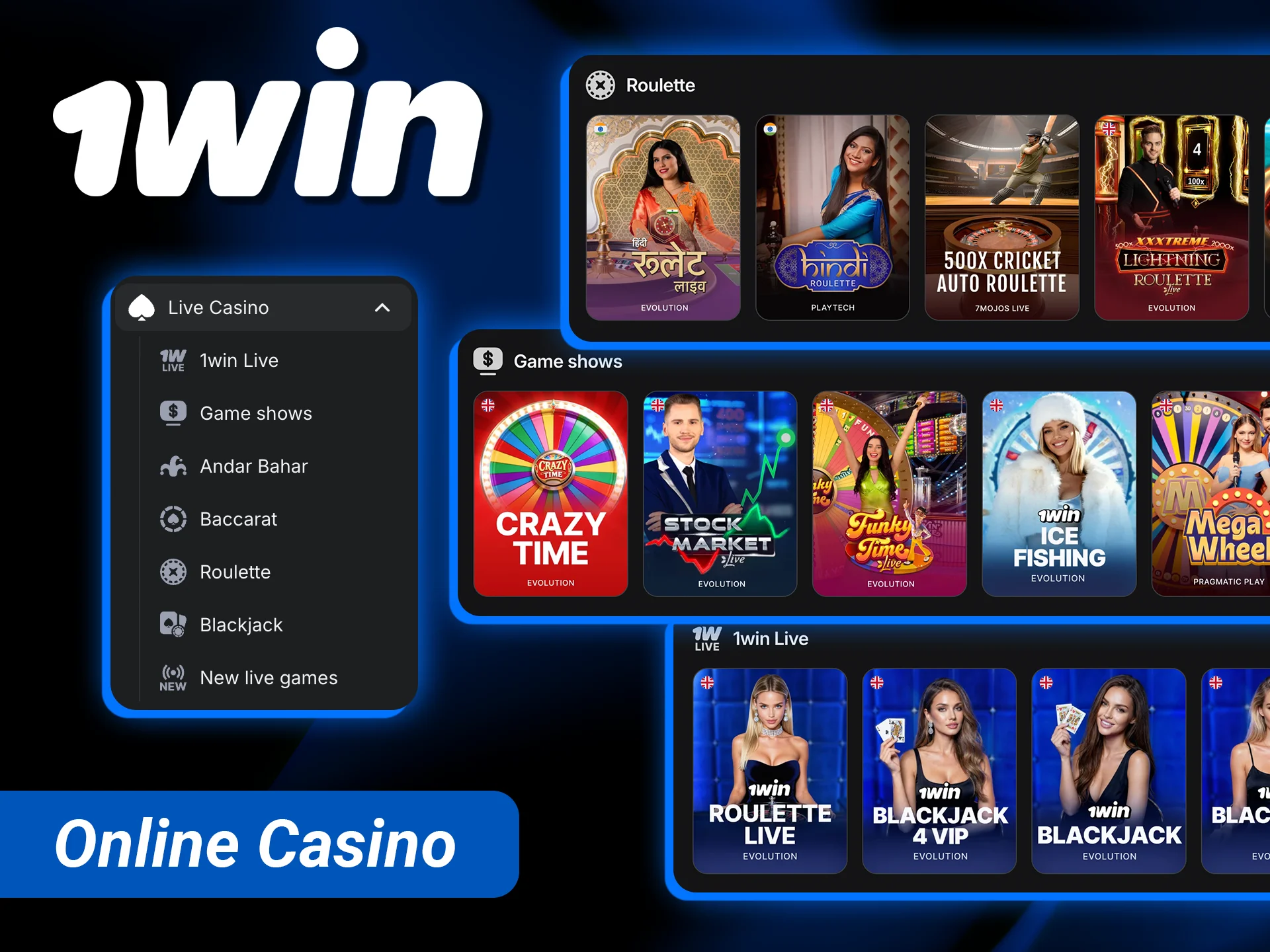 Enter the 1win online casino to play the latest slots and table games.