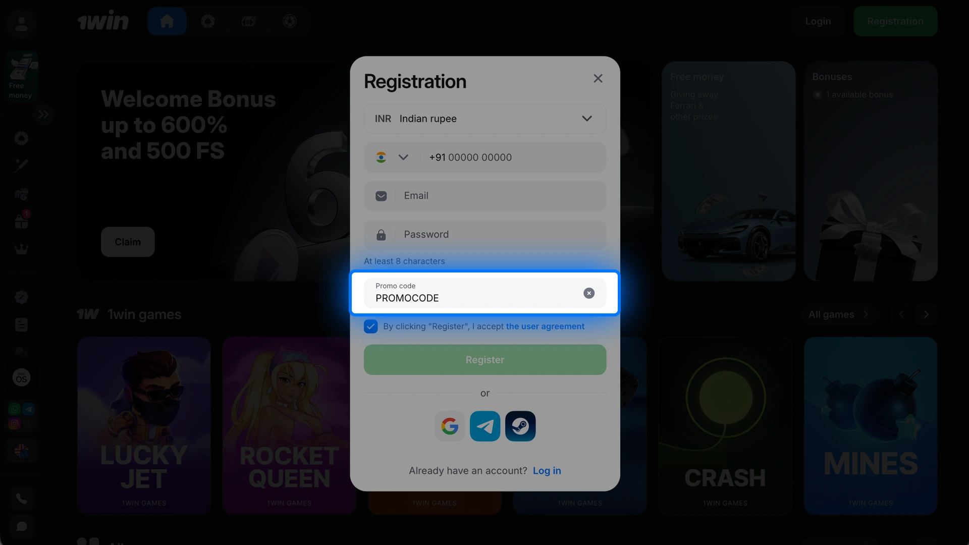 Enter the code into the specific Promo Code field during the registration process.