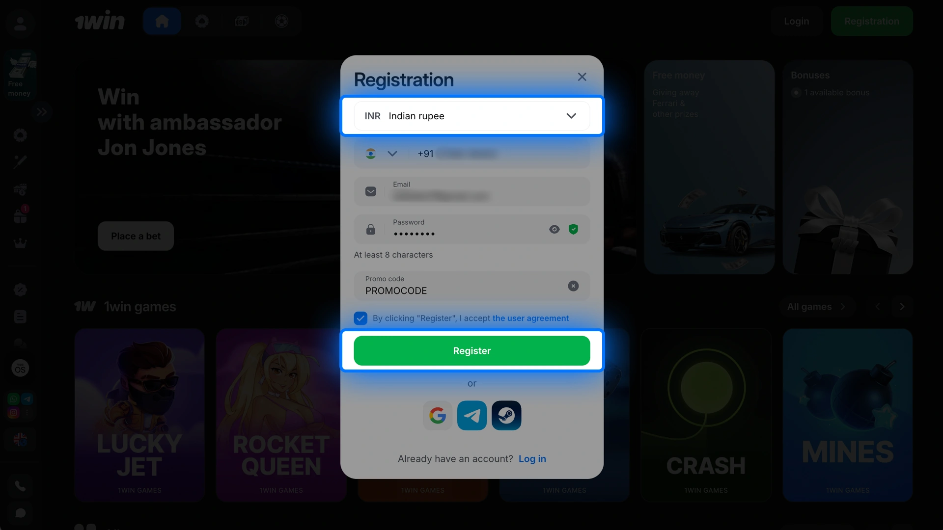 Save your settings to ensure the 1win bonus code is linked to your new profile.