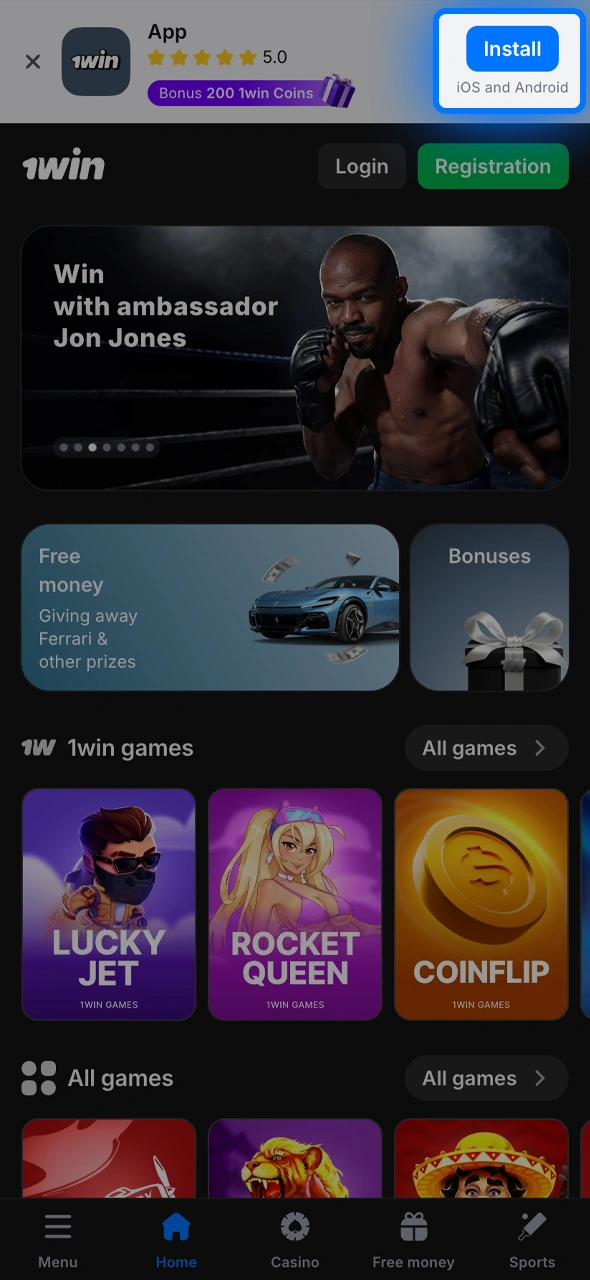 Download the official app for Android or iOS to access exclusive 1win mobile offers.