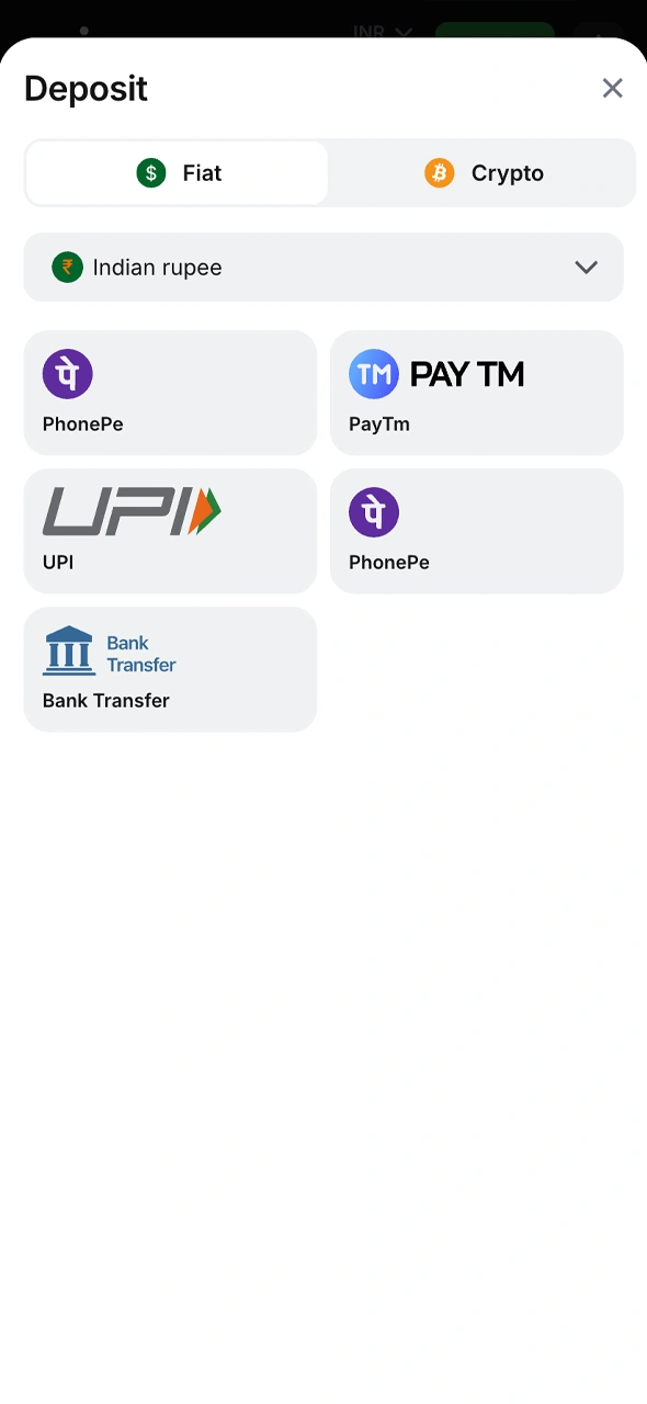 Choose a payment method like UPI, PhonePe, or IMPS from the provided list.