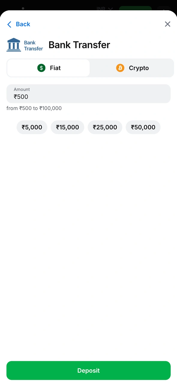 Enter the deposit amount you wish to add to your 1win betting wallet.