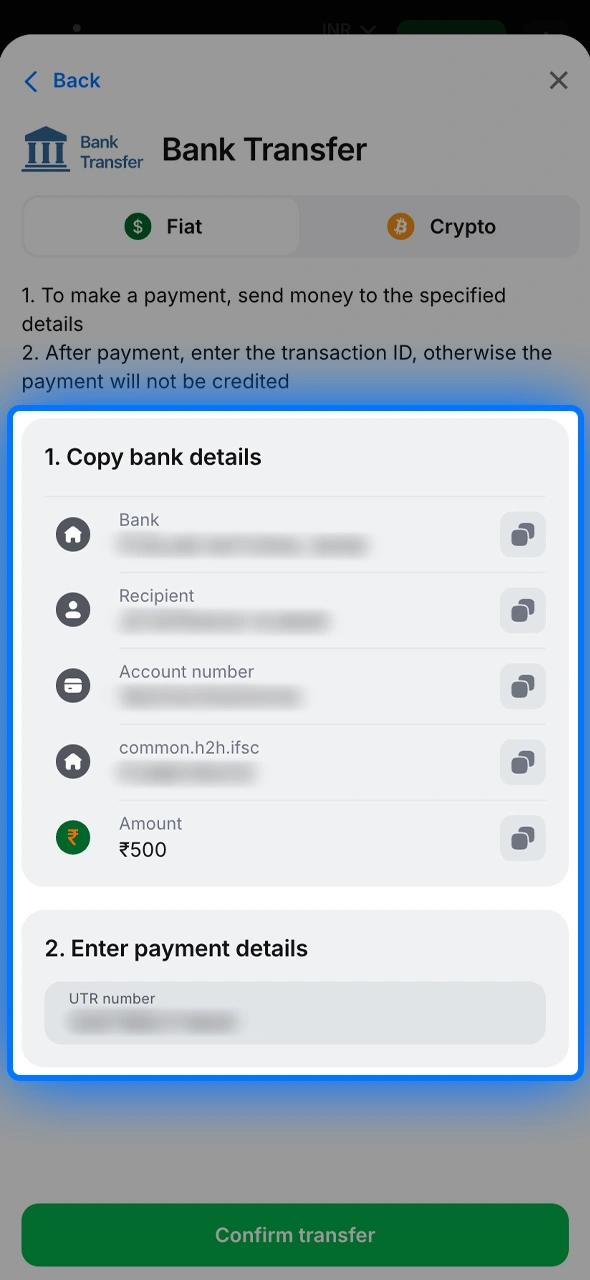 Please provide your details such as your wallet ID or bank transfer info.