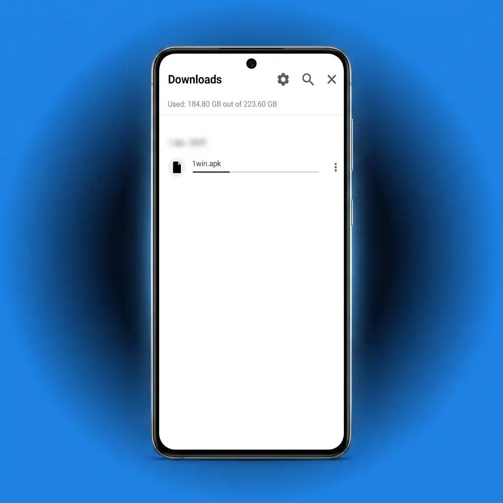 1win APK download guide for Android showing 3 simple steps to install the app on a smartphone screen