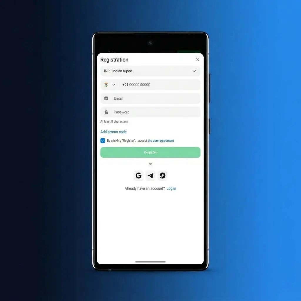 1win app dark-themed dashboard showing bottom navigation bar with Sports, Casino, Promotions, Payments, and Account tabs