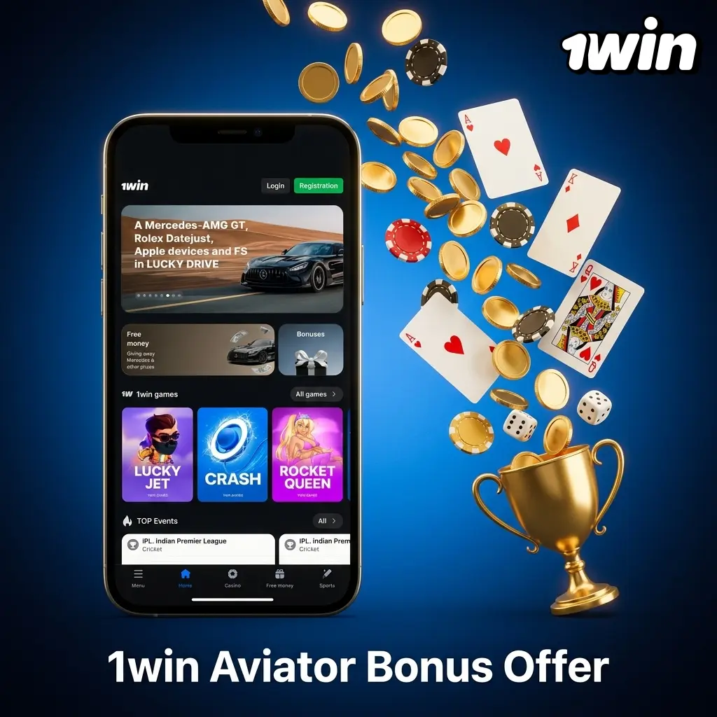 1win Aviator bonus offer: 500% up to 180,000 INR plus 500 FS on first four deposits, 600% for crypto users.