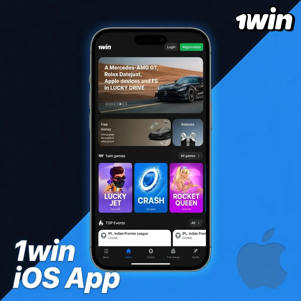 1win iOS app installation guide showing steps to download, trust profile, and set up on iPhone with iOS 13+