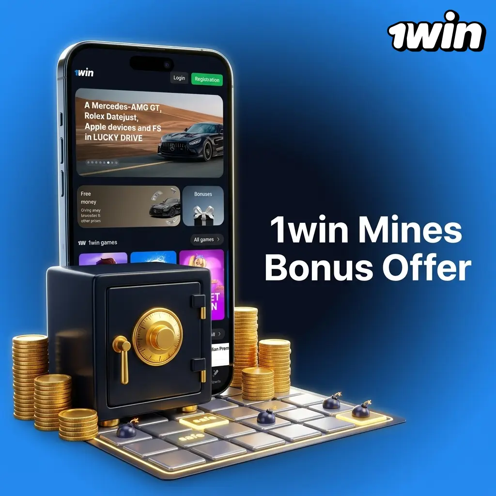 1win Mines bonus offer: 500% welcome deposit bonus plus 500 free spins, up to INR 180,000 on qualifying deposits.