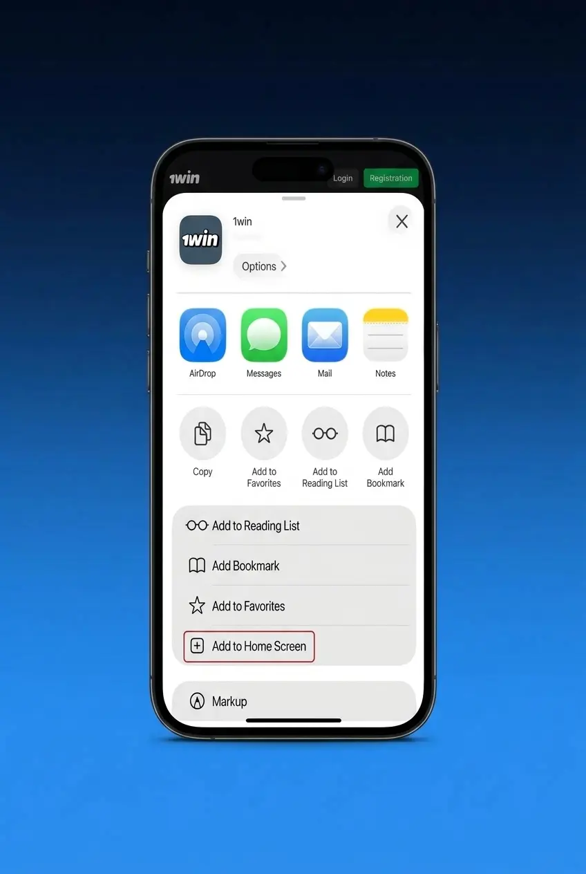 Step-by-step guide showing how to download and install the 1win app on iOS devices