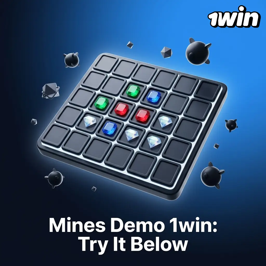 Free Mines demo on 1win: 5x5 grid, adjustable mine count, multiplier growth, and cash-out practice with virtual funds.