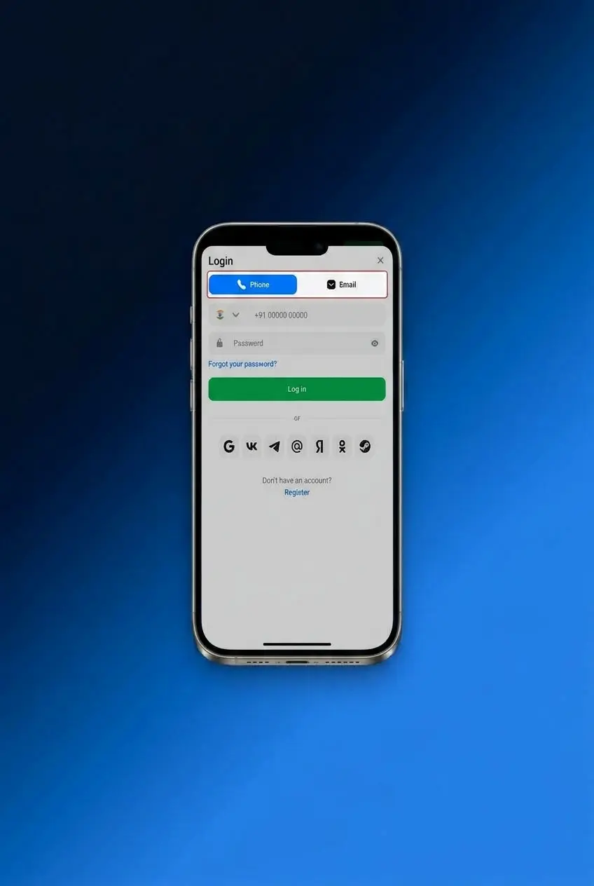Sign in to 1win mobile app using fingerprint or PIN unlock with saved login credentials